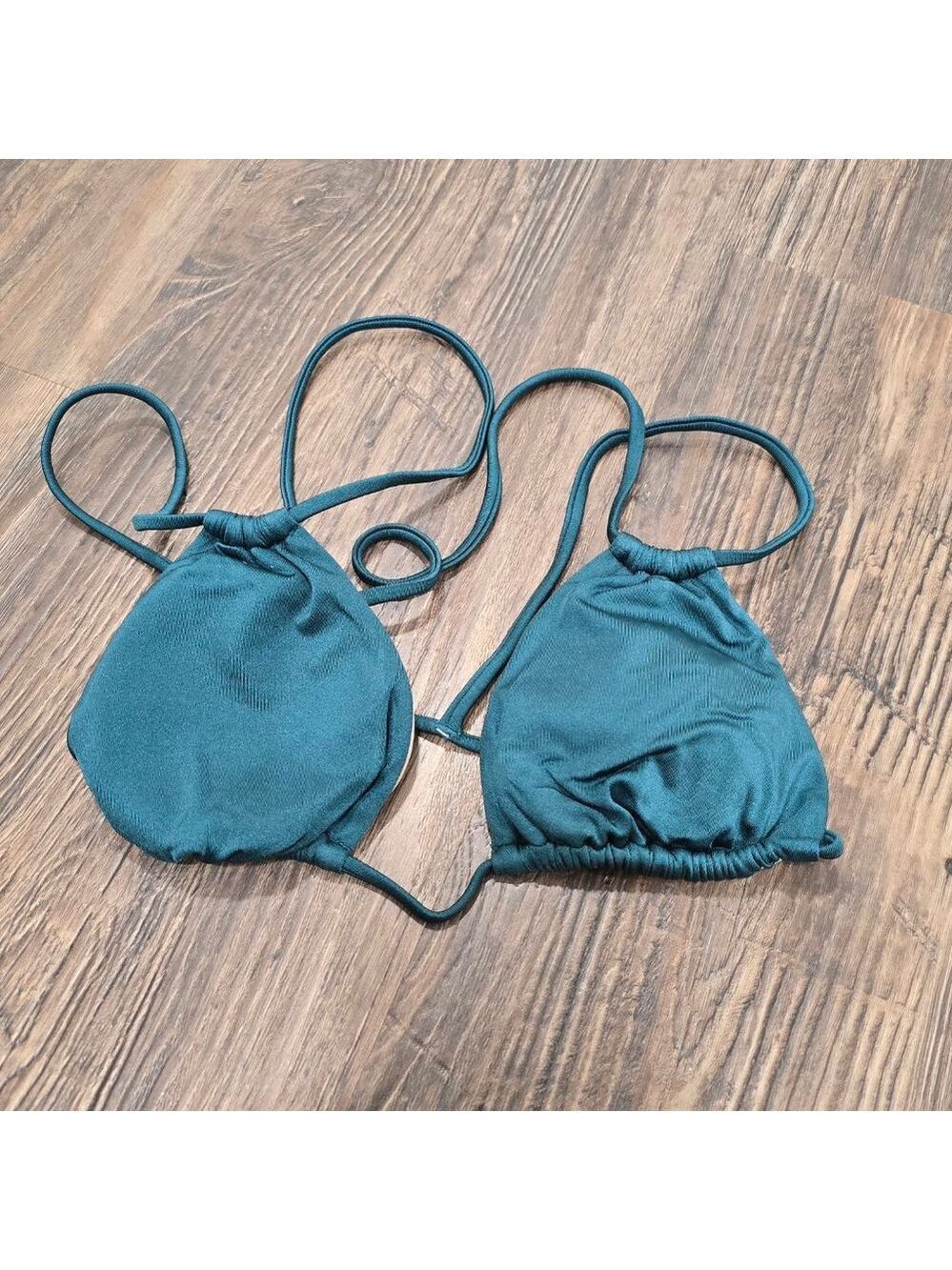L.A. Hearts Teal Triangle Bikini Swim Top Size Small Adjustable Strappy